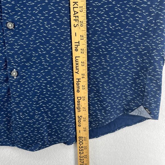HUGO BOSS Shirt XL Ronn 2F Flock Birds Textured Slim Fit Short Sleeve Camp Blue - Picture 15 of 16